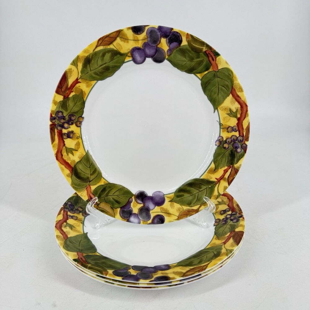 Corelle Tuscan Vine 8 1/2” Luncheon Salad Plates Set of 4 Grapes Made USA